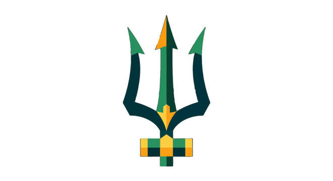 Modern Graphic Trident Emblem With Vibrant Colors.