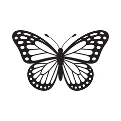 Monarch butterfly silhouette against a white background graphic design © Ariful IBS