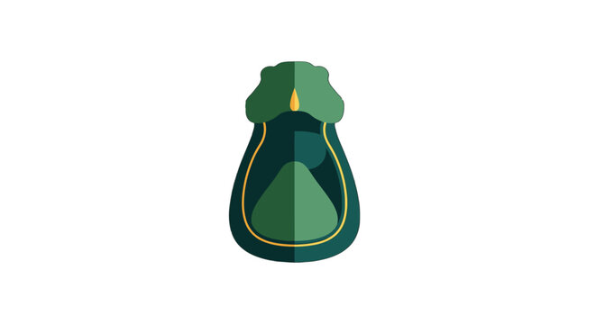 Green stylized abstract leaf shaped decorative graphic element.