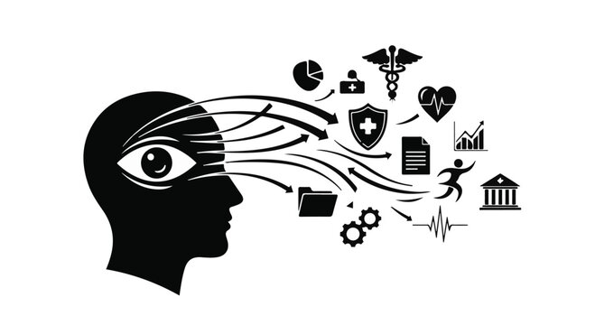 Business ideas and innovation concept with human head and icons