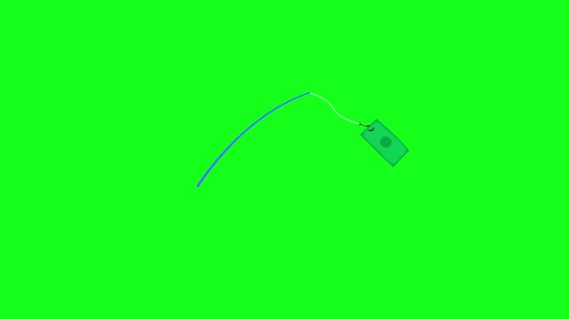 Dollar Bill on a Fishing Hook Money Trap Green Screen 4K