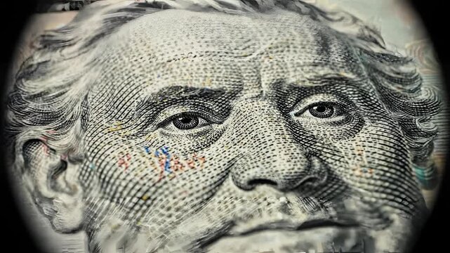 Closeup of US Dollar Bills Featuring Ulysses S Grant.