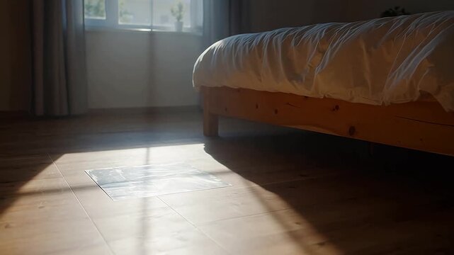 Moonlight Casts Silver Square on Floor by Bed