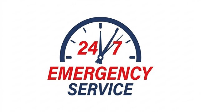 Professional 24 7 emergency service logo with clock hands