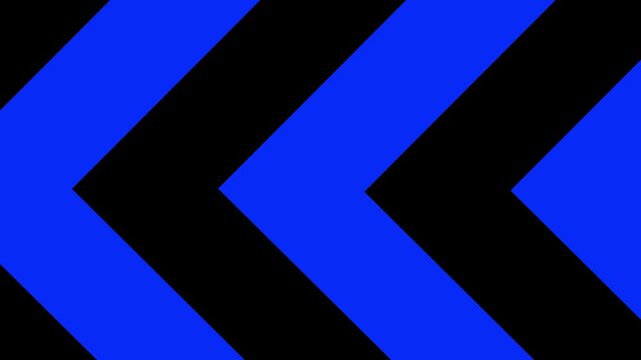 Abstract blue arrow pointing graphic animation with looping motion, directional concept symbol on transparent dark background. 4K Motion Graphics video