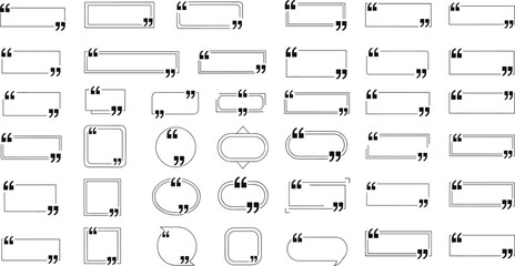 Obraz premium Quotation Mark Frame and Border Collection with Geometric Text Boxes for Testimonials, Social Media Posts, Digital Citation Layouts, and Editorial Graphic Designs