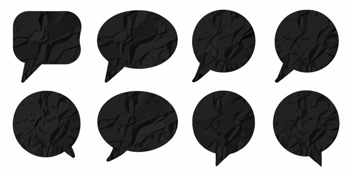 Dark gray Speech Bubble Silhouettes With Cracked Texture On White Background