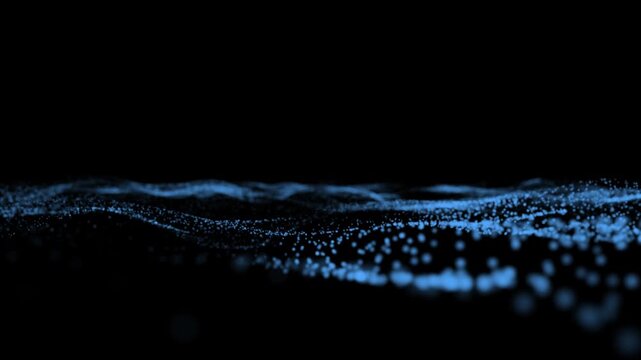 Abstract technology wave. Flow of particles. Big data transfer visualization. 3d rendering.