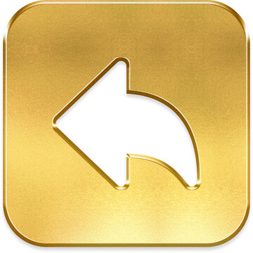 Undo gold metallic square icon back revert restore previous cancel