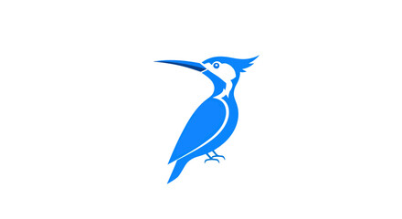 Obraz premium Blue Kingfisher Bird Silhouette Logo Icon on White Background