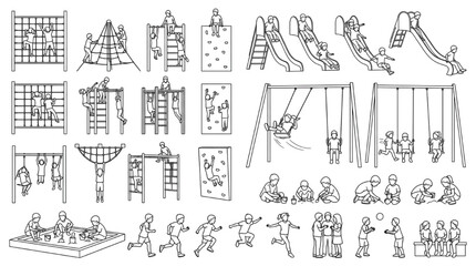 Fototapeta premium Playground Equipment and Children CAD Block Collection for Landscape Recreation Design