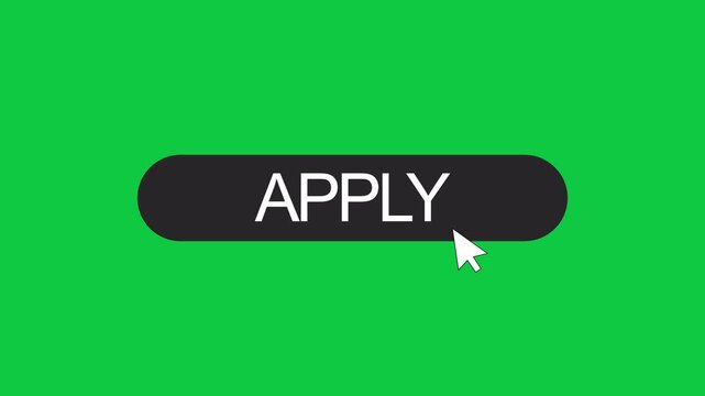 Animated reveal of a black apply button with mouse pointer click interaction, showing user action and UI interface concept. 4K Motion Graphics video