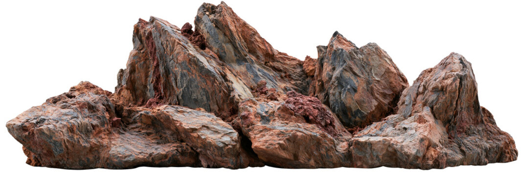 igneous rock formation isolated on white transparent background - design element cut-out object collection