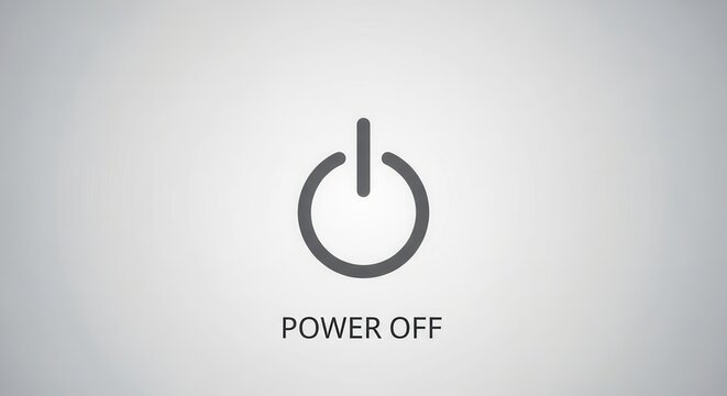 Power Off Symbol Icon on a Light Gray Background with Subtle Texture.