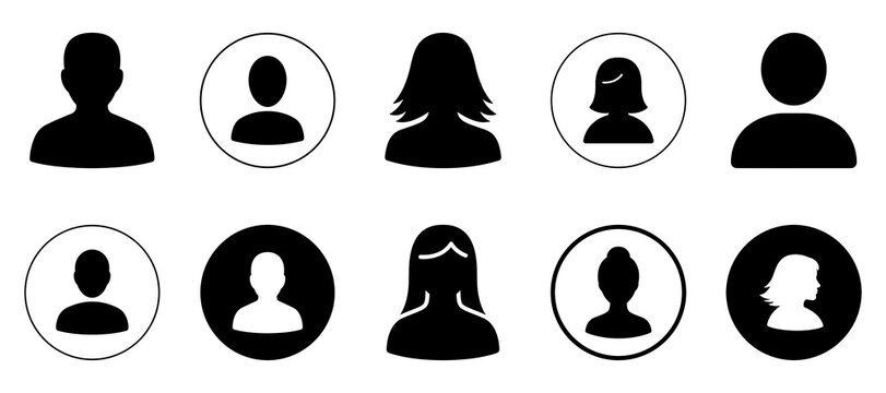 Profile Avatar Silhouette Icon Set &ndash; Male and Female User Icons Collection