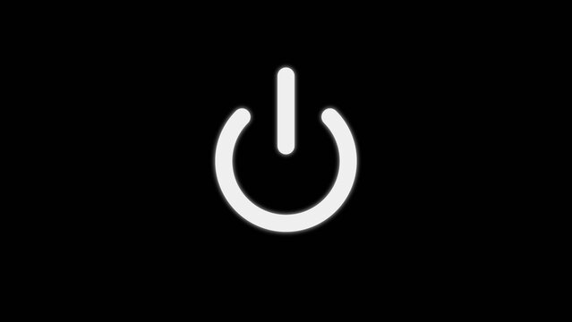 Glowing power button icon. Glow light power button turning on and off. glow Power Button icon on the black background.