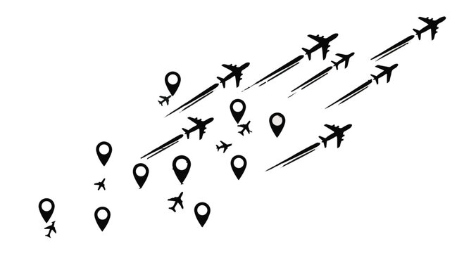 Airplane flight routes and travel destinations map
