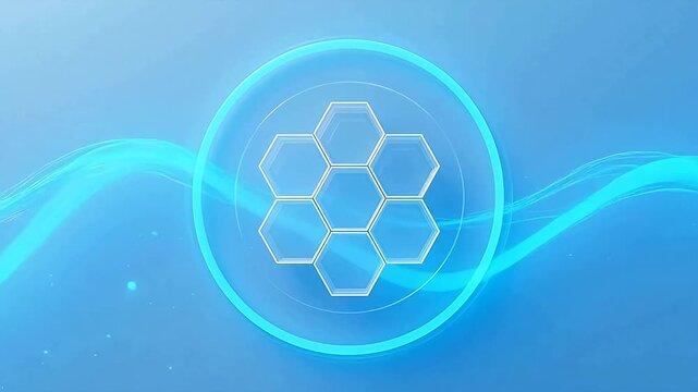 Futuristic hexagonal interface with blue glow