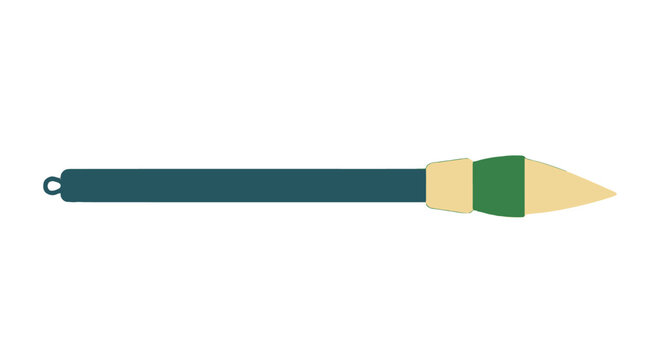 Isolated Green and Gold Pencil Tool with Metal Band.