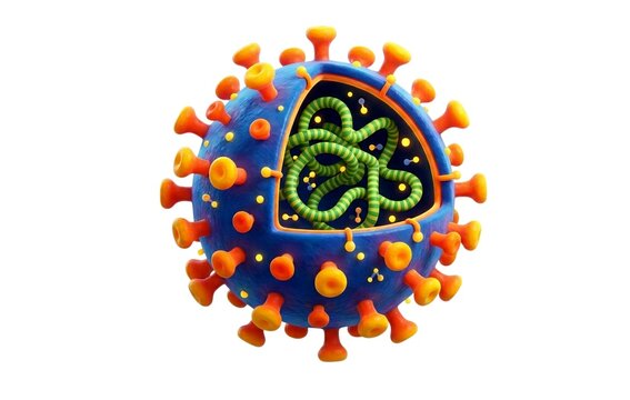 Hantavirus cell cross-section structure 3D illustration