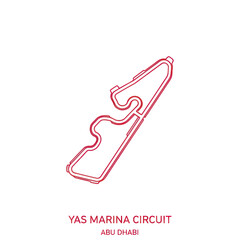 Obraz premium Yas Marina Circuit Abu Dhabi, Formula 1 Race Track Outline, Modern Motorsport Design