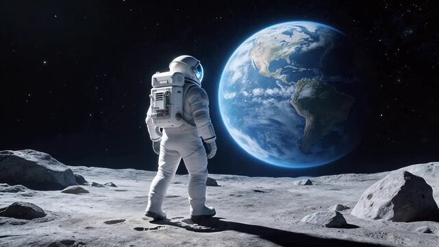 Astronaut standing on the moon