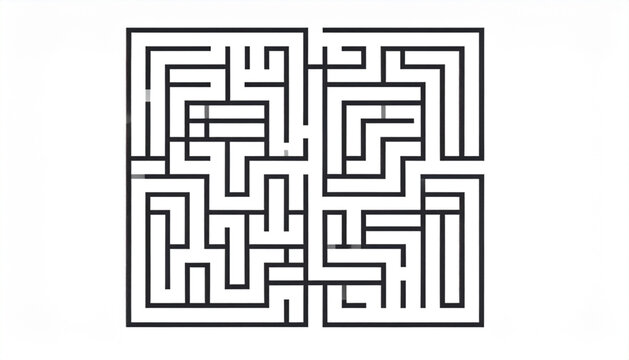 Flat monochrome maze art