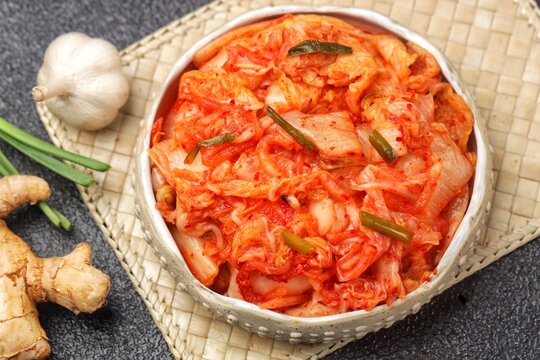 Kimchi or kimci is a traditional Korean food in the form of fermented pickled vegetables
