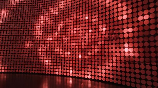 Dynamic Red Disco Stage Lights With Sparkling Sequins And Spotlights.