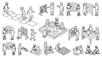 Obraz premium Children Classroom Activity and Play Furniture CAD Block Collection for Interior Planning Layouts