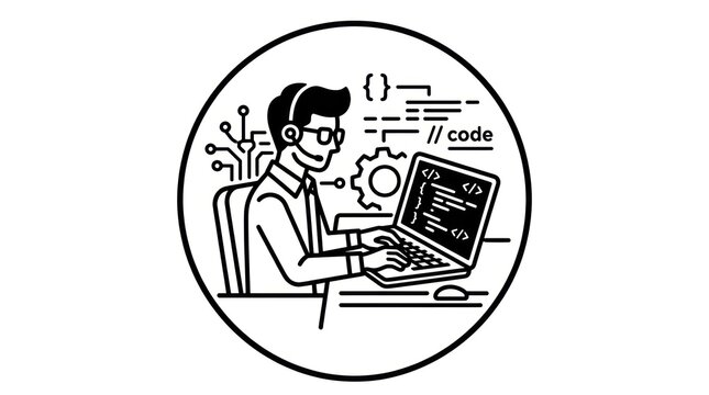 programmer working on computer code.