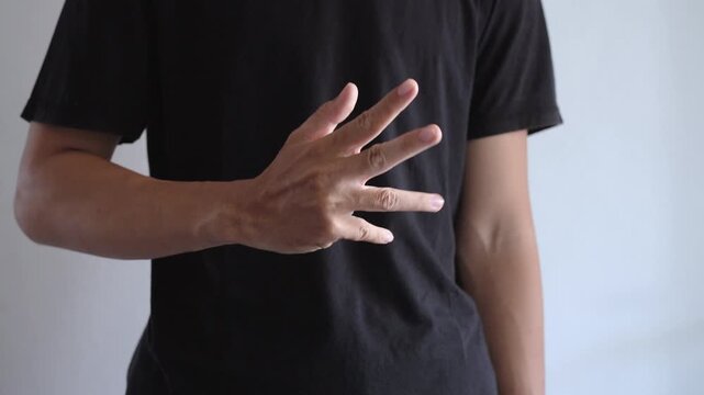 Close Up View of Man Hand Showing Gestures and Counting Fingers from One to Five