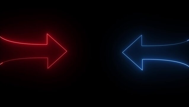 Red and Blue Arrow Heartbeat Left and Right said Graph on Black Background 4k video animated.