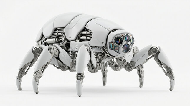 Bionik Bioroboter Biorobotics Biodrone Medizin Drone Nano. Biomechanischer Nano-Roboter im minimalistischen Keramik-Design isoliert