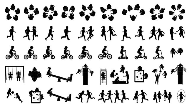 Architectural Playground and Activity Silhouette CAD Blocks for Landscape Plans and Urban Design Layouts