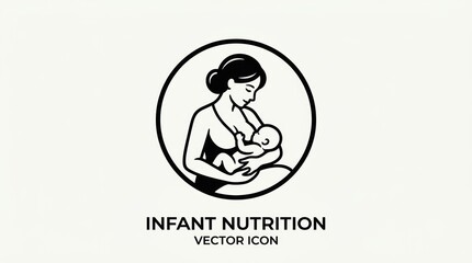 Obraz premium Mother feeding baby nutrition icon vector.