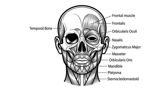 Human Skull Anatomy Diagram Illustration.