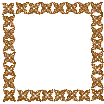 Handcrafted Golden Batik Frame with Pearl and Leaf Motif Ornament
