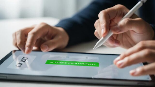 Digital Signing Contract on Tablet with Ai Verification Process