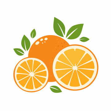 Fresh Oranges with Leaves