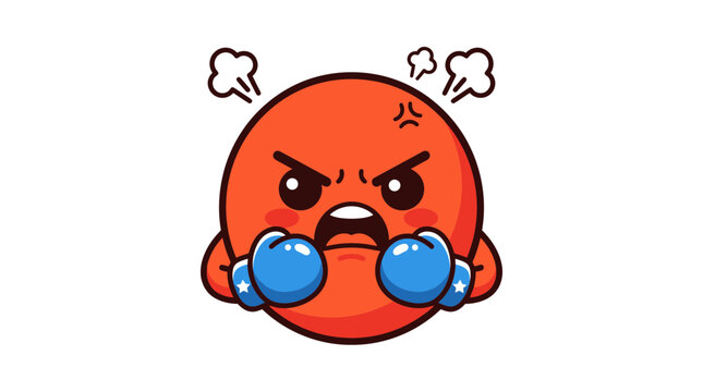 Angry Red Character with Boxing Gloves