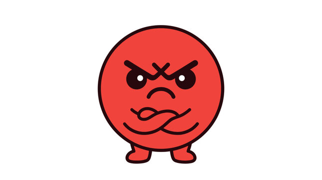 Angry Red Emoji Character Face with Crossed Arms