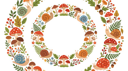 Autumn Wreath with Snails and Mushrooms © Koi