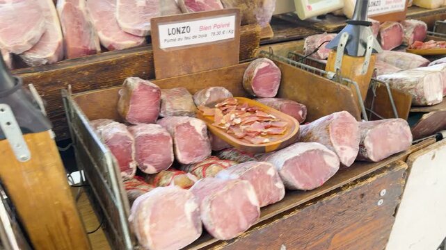 Traditional French Cured Meats and Lonzo Charcuterie at Cassis Market