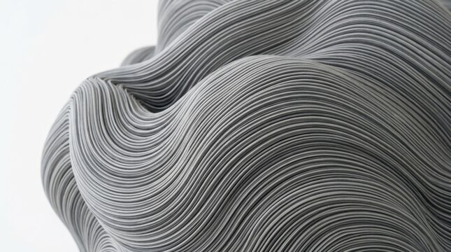 Abstract 3D Swirls of Gray Lines, Organic Flowing Waves Texture, Modern Art Background