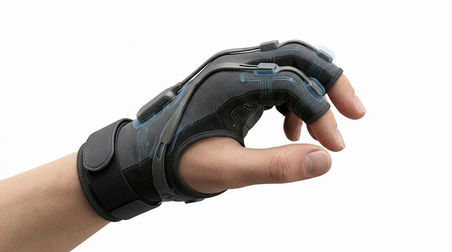 Futuristic haptic glove with sensors on human hand
