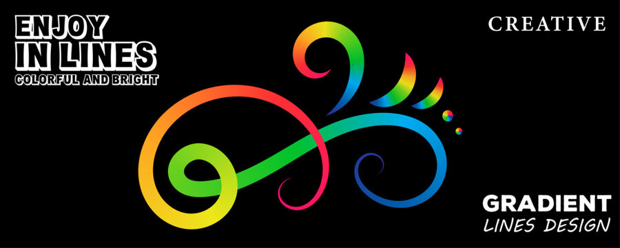 Abstract gradient lines swirling with colorful energy against a dark background for creative design concepts