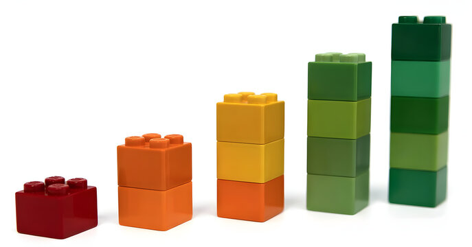 Colorful plastic building blocks, stacked bricks, toy blocks, educational toys