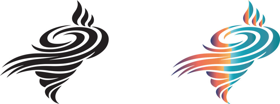 Heat air swirl wind effect icon, abstract airflow vector illustration design.