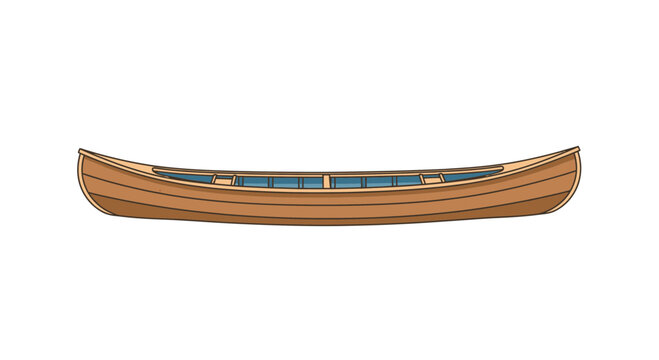 Canoe boat, wooden vessel, watercraft, simple illustration